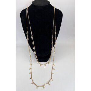 Express Gold Tone Long Double Chain 32”Necklace with Small Cross Charms New